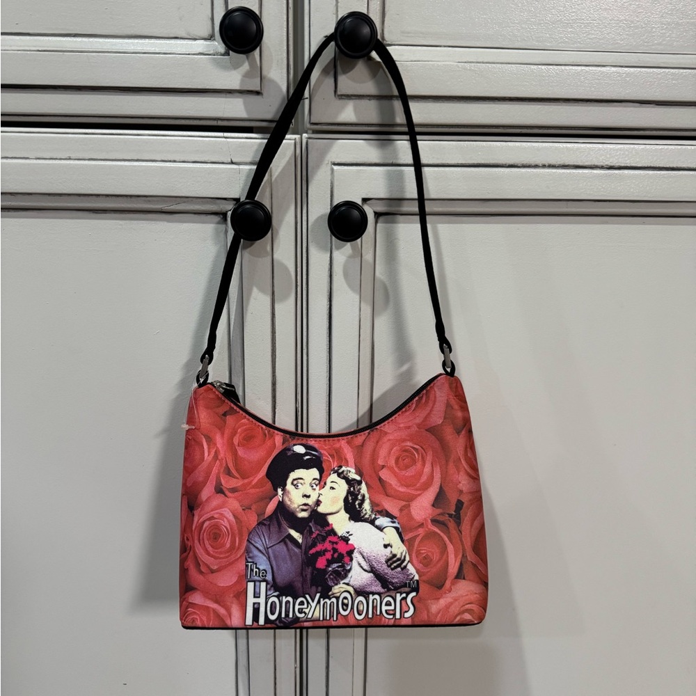 The Honeymooners Red Rose Floral Shoulder Bag 60s sitcom purse